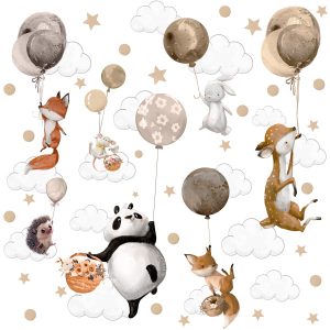 Naklejki Dzikie zwierzątka z balonami 60x30cm 794077 Naklejki Dzikie zwierzątka z balonami 60x30cm 794077