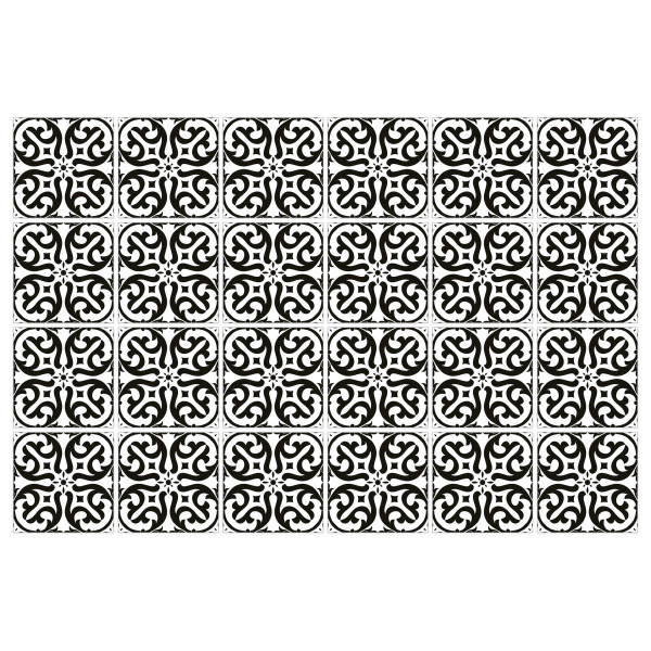 Naklejki Laminowane Czarno-Białe Ornamenty Styl Retro Zestaw 219493