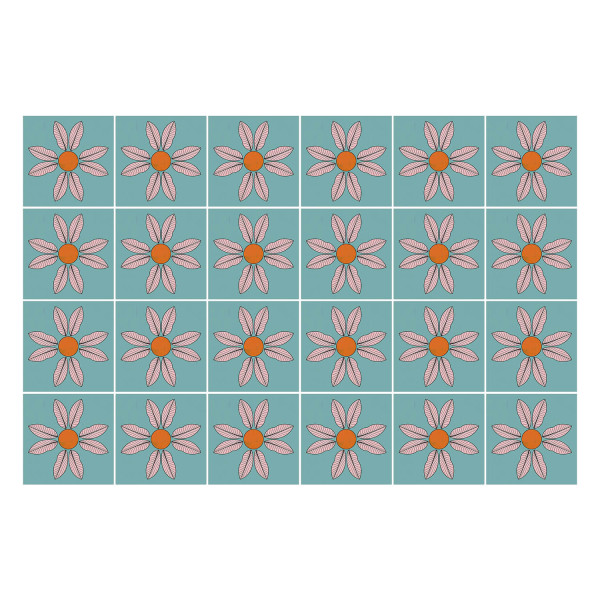 Naklejki na kafelki 15x15 cm Kwiatowe motywy w układzie 24 szt. 771974