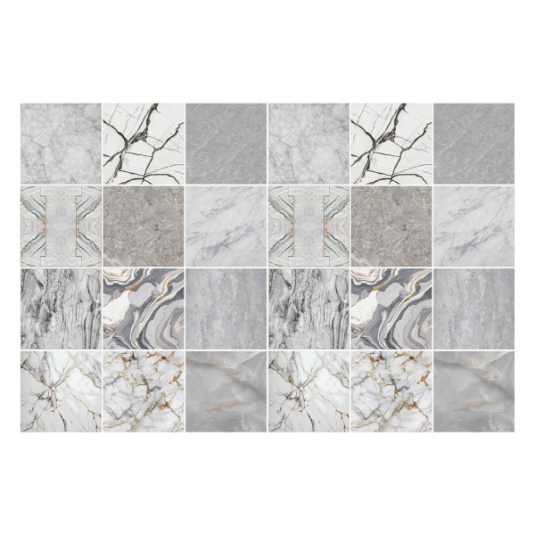 Naklejki na kafelki 20x20 cm Eleganckie marmurowe motywy 24 szt. 771869