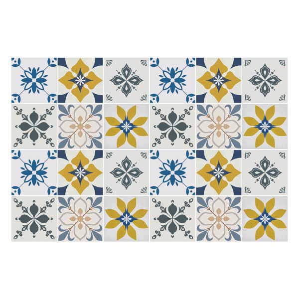 Naklejki na kafelki 20x20 cm Kwiatowe motywy w układzie 24 szt. 771944