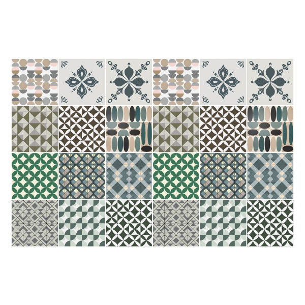 Naklejki na kafelki, geometryczne różnorodne motywy, 10x10, Wallfluent 792468