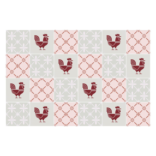 Naklejki na kafelki, kurki w kratkę, 15x15, Wallfluent 792480