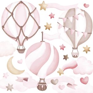 Naklejki Różowe balony w chmurach 120x60cm 794096 Naklejki Różowe balony w chmurach 120x60cm 794096