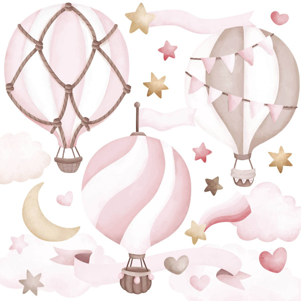 Naklejki Różowe balony w chmurach 60x30cm 794081