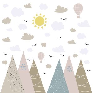 NAKLEJKI ŚCIENNE DLA DZIECI GÓRY CHMURKI PTAKI BALONY STYL BOHO ZESTAW 637013 NAKLEJKI ŚCIENNE DLA DZIECI GÓRY CHMURKI PTAKI BALONY STYL BOHO ZESTAW 637013