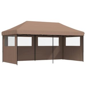 Namiot imprezowy typu pop-up z 3 ściankami, brązowy 617516 Namiot imprezowy typu pop-up z 3 ściankami, brązowy 617516