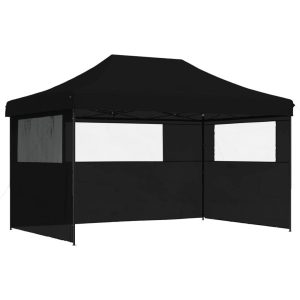 Namiot imprezowy typu pop-up z 3 ściankami, czarny 617518 Namiot imprezowy typu pop-up z 3 ściankami, czarny 617518