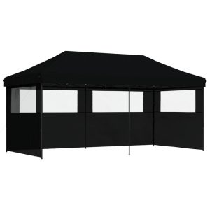 Namiot imprezowy typu pop-up z 3 ściankami, czarny 617545 Namiot imprezowy typu pop-up z 3 ściankami, czarny 617545