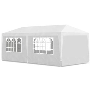 Namiot ogrodowy Biały 3 x 6 m Tkanina vidaXL 496961 Namiot ogrodowy Biały 3 x 6 m Tkanina vidaXL 496961
