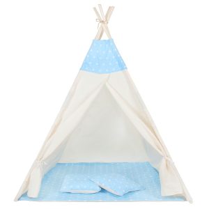 Namiot Tipi dla dzieci wigwam błękitny w gwiazdki XXL 373635 Namiot Tipi dla dzieci wigwam błękitny w gwiazdki XXL 373635