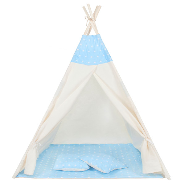 Namiot Tipi dla dzieci wigwam błękitny w gwiazdki XXL 373635