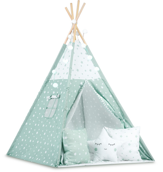 Namiot Tipi wigwam Nukido miętowy girlanda poduszki stabilizator 740024 337685