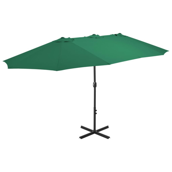 Parasol Ogrodowy Zielony z Podstawą Składany Na Taras Balkon 460 x 270 cm 941484