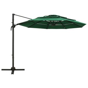 Parasol Ogrodowy Zielony z Podstawą Składany Na Taras Balkon Ogród 3×3 m 940607 Parasol Ogrodowy Zielony z Podstawą Składany Na Taras Balkon Ogród 3×3 m 940607
