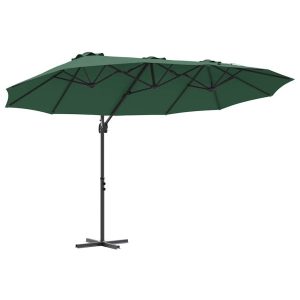 Parasol Ogrodowy Zielony z Podstawą Składany Na Taras Balkon 943488 Parasol Ogrodowy Zielony z Podstawą Składany Na Taras Balkon 943488