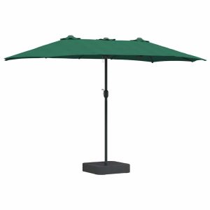 Parasol Ogrodowy Zielony z Podstawą Składany Na Taras Balkon 940673 Parasol Ogrodowy Zielony z Podstawą Składany Na Taras Balkon 940673