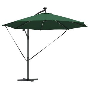 Parasol Ogrodowy Zielony z Podstawą Składany z Oświetleniem 294 x 294 x 248 940586 Parasol Ogrodowy Zielony z Podstawą Składany z Oświetleniem 294 x 294 x 248 940586