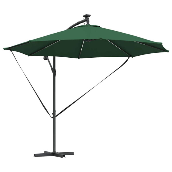 Parasol Ogrodowy Zielony z Podstawą Składany z Oświetleniem 294 x 294 x 248 940586