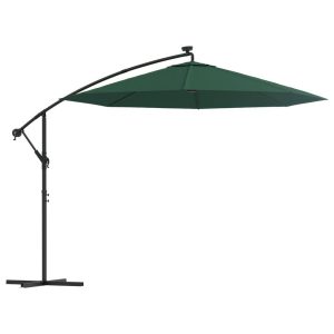 Parasol Ogrodowy Zielony z Podstawą Składany z Oświetleniem 300 cm 938993 Parasol Ogrodowy Zielony z Podstawą Składany z Oświetleniem 300 cm 938993