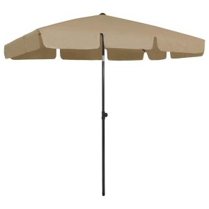 Parasol Plażowy Ogrodowy Na Słupku Składany Taupe 200×125 cm 945847 Parasol Plażowy Ogrodowy Na Słupku Składany Taupe 200×125 cm 945847