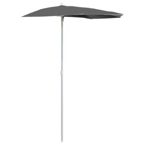 Parasol Półokrągły Ogrodowy Przyścienny Antracytowy Na Taras Balkon Ogród 940627 Parasol Półokrągły Ogrodowy Przyścienny Antracytowy Na Taras Balkon Ogród 940627