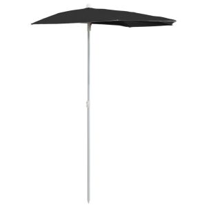 Parasol Półokrągły Ogrodowy Przyścienny Czarny Na Taras Balkon Ogród 940599 Parasol Półokrągły Ogrodowy Przyścienny Czarny Na Taras Balkon Ogród 940599