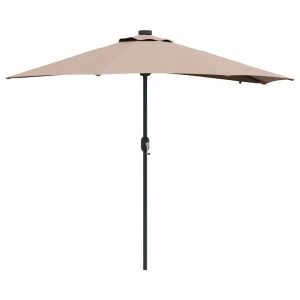 Parasol Półokrągły Ogrodowy Przyścienny Szary Na Taras Balkon Ogród 940644 Parasol Półokrągły Ogrodowy Przyścienny Szary Na Taras Balkon Ogród 940644