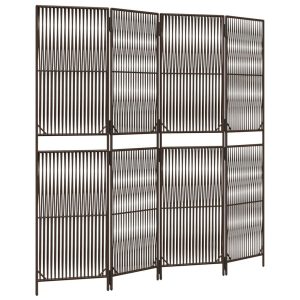 Parawan 4-panelowy brązowy polirattan 808370