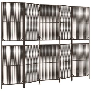 Parawan 5-panelowy brązowy polirattan 808482 Parawan 5-panelowy brązowy polirattan 808482