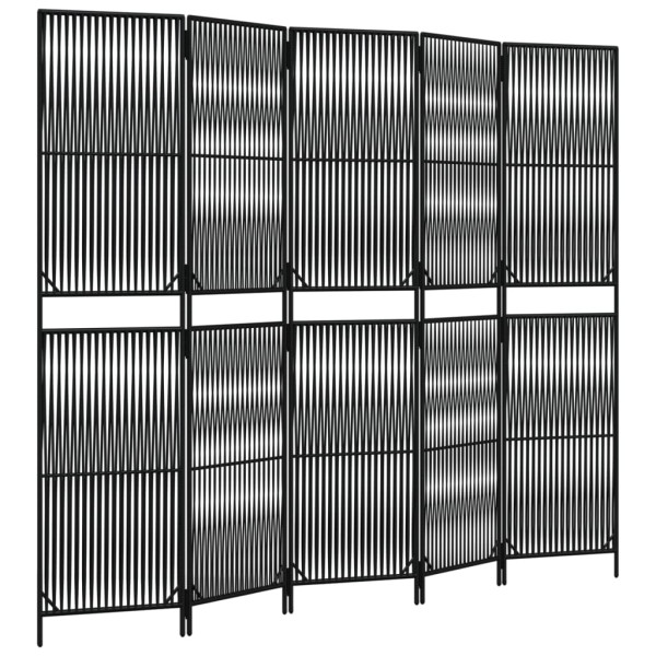 Parawan 5-panelowy czarny polirattan 808492