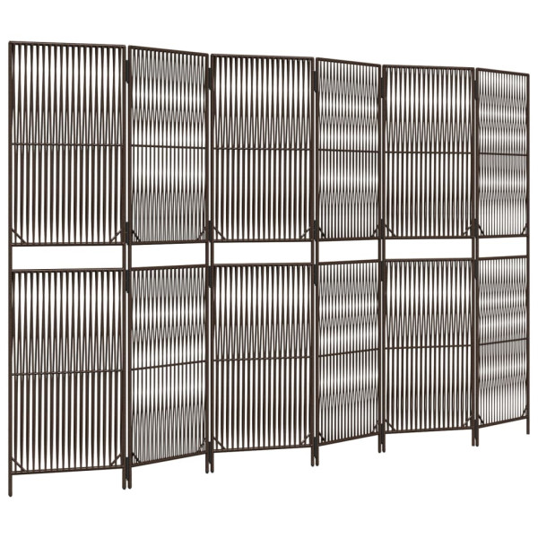 Parawan 6-panelowy brązowy polirattan 808437
