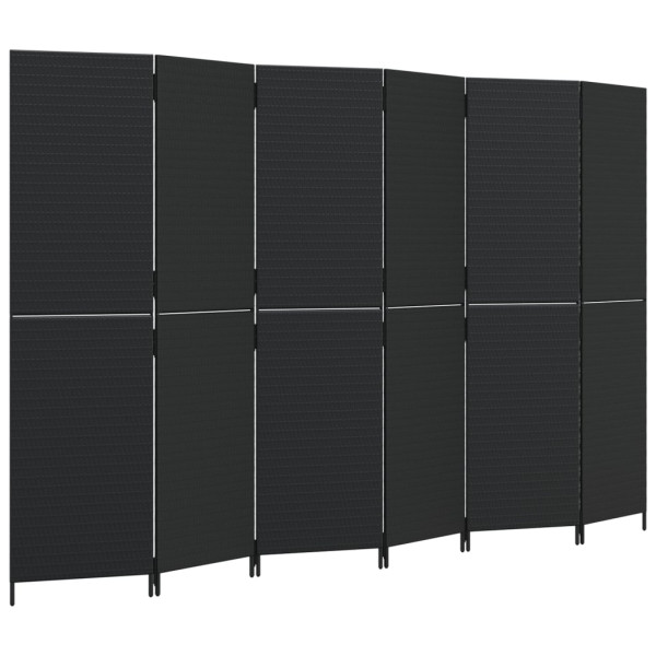 Parawan 6-panelowy czarny polirattan 808351