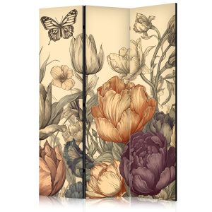 Parawan Akustyczny Tulipany w kremie 135x172cm 1094418 Parawan Akustyczny Tulipany w kremie 135x172cm 1094418