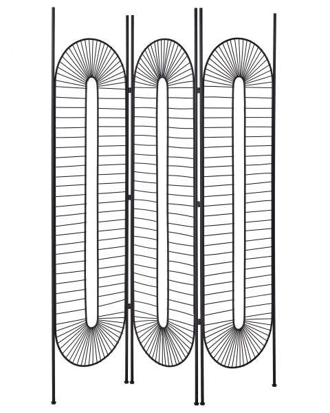 Parawan dekoracyjny metalowy 3 panele czarny 443407