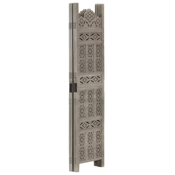 Parawan Drewniany Rzeźbiony Panelowy Panel Dekoracyjny Szary 160x165 cm 808525