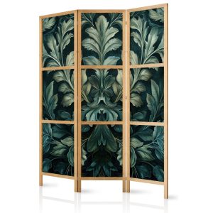 Parawan Japoński 3-panelowy Ciemnozielone Wiktoriańskie Liście 135x172cm 1095084 Parawan Japoński 3-panelowy Ciemnozielone Wiktoriańskie Liście 135x172cm 1095084