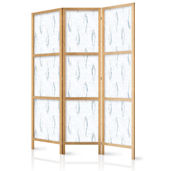 Parawan Japoński 3-panelowy Delikatne Błękitne Ryby 135x172cm 1094378