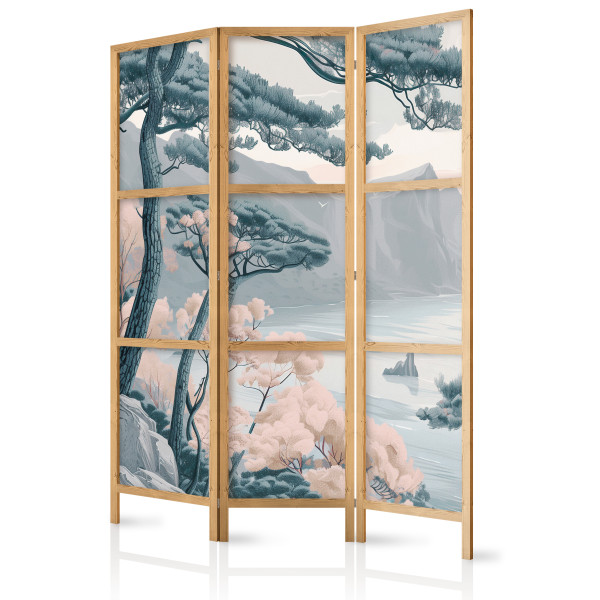 Parawan Japoński 3-panelowy Górzyste Wybrzeże 135x172cm 1094578
