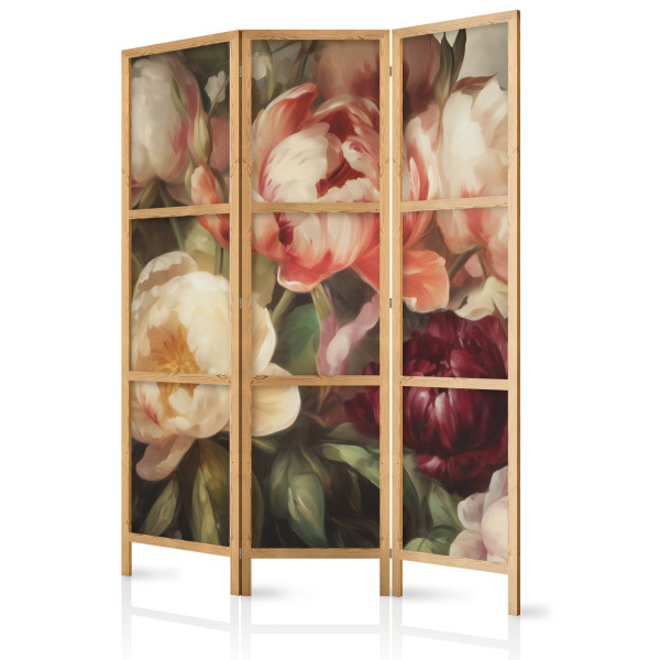 Parawan Japoński 3-panelowy Kwitnące Piwonie W Słońcu 135x172cm 1095762