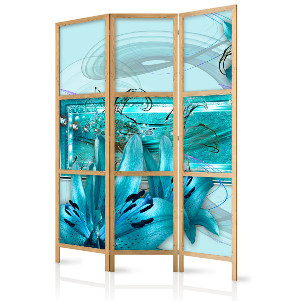 Parawan Japoński 3-panelowy Lilie W Błękicie 135x172cm 1095679