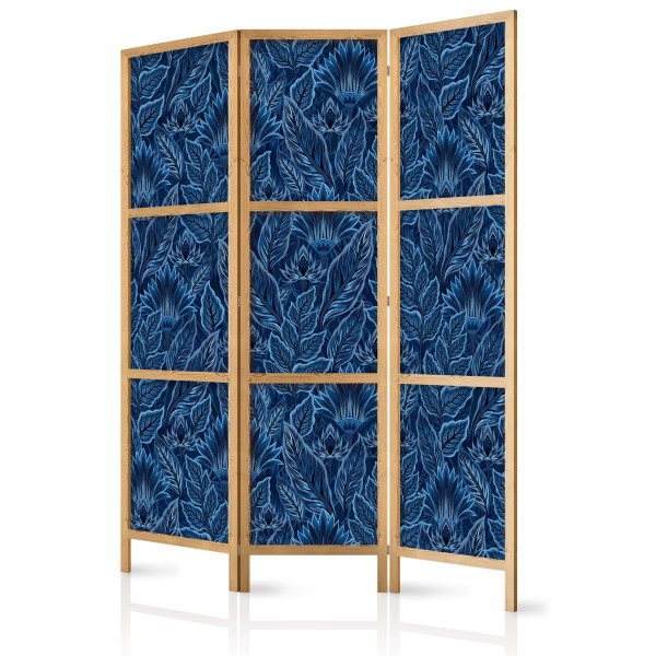 Parawan Japoński 3-panelowy Niebieskie Botaniczne Wzory 135x172cm 1094742