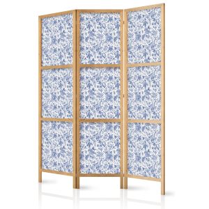 Parawan Japoński 3-panelowy Niebieskie Kwiaty Retro 135x172cm 1095738 Parawan Japoński 3-panelowy Niebieskie Kwiaty Retro 135x172cm 1095738