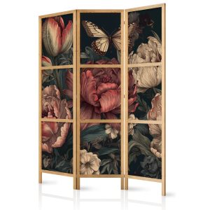 Parawan Japoński 3-panelowy Okazałe Pąki Kwiatów 135x172cm 1095789 Parawan Japoński 3-panelowy Okazałe Pąki Kwiatów 135x172cm 1095789
