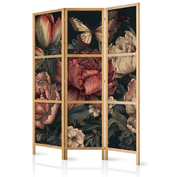 Parawan Japoński 3-panelowy Okazałe Pąki Kwiatów 135x172cm 1095789