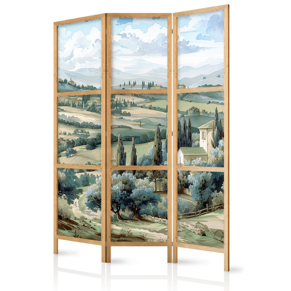 Parawan Japoński 3-panelowy Pejzaż Z Zielonymi Polami 135x172cm 1094290