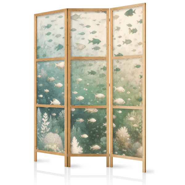 Parawan Japoński 3-panelowy Ryby I Różnorodna Roślinność 135x172cm 1095537