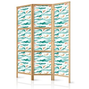 Parawan Japoński 3-panelowy Ryby Wyskakujące Ponad Fale 135x172cm 1095306 Parawan Japoński 3-panelowy Ryby Wyskakujące Ponad Fale 135x172cm 1095306