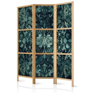 Parawan Japoński 3-panelowy Szmaragdowe Ornamenty 135x172cm 1094809 Parawan Japoński 3-panelowy Szmaragdowe Ornamenty 135x172cm 1094809