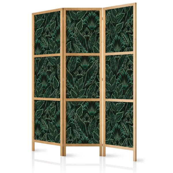 Parawan Japoński 3-panelowy Zielone Botaniczne Wzory 135x172cm 1094251